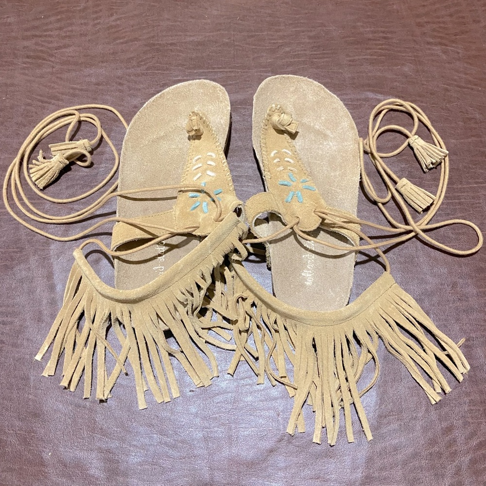 Salt and state Leather tie up sandals. Made in India